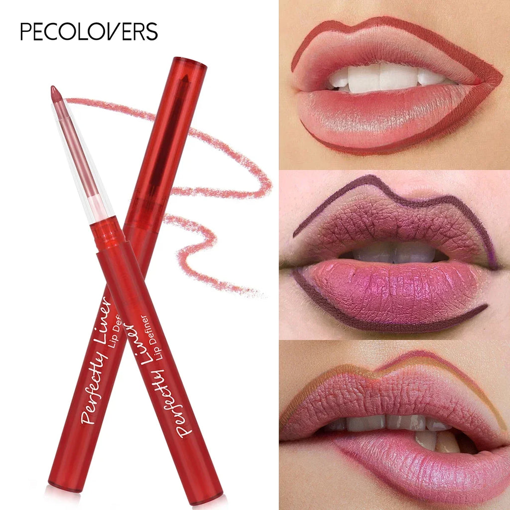 Velvet Lip Liner Crayon Matte Tapered Gradient Lipstick Pen Waterproof Non-Sticky Contouring Lip Makeup Mixed Color System Zpaxo