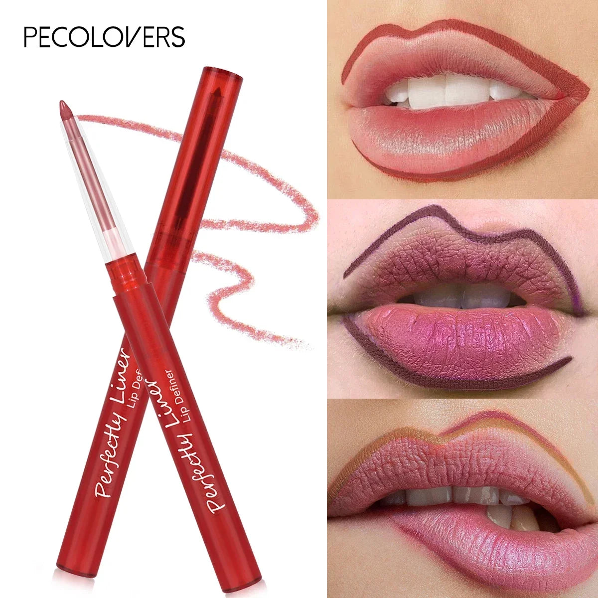 Velvet Lip Liner Crayon Matte Tapered Gradient Lipstick Pen Waterproof Non-Sticky Contouring Lip Makeup Mixed Color System Zpaxo