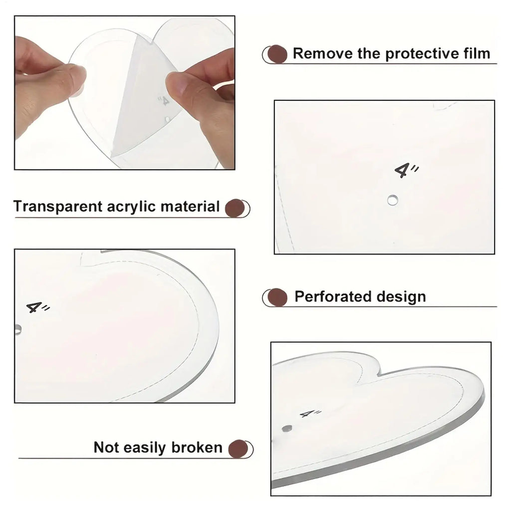Acrylic Quilting Templates Heart Shape Tools Cutting Patterns Women