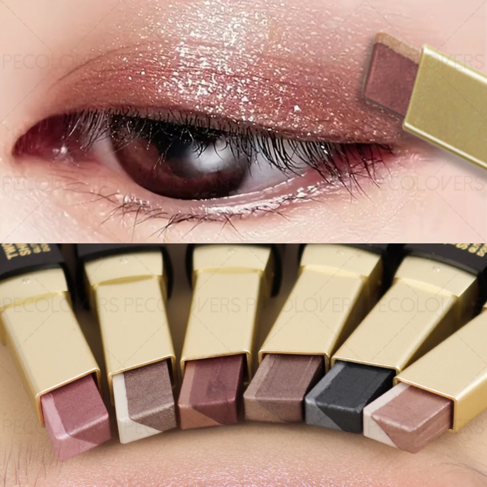 1PC Two-Color Eyeshadow Stick - Pearlescent Shimmer & Matte, Daily Use Zpaxo