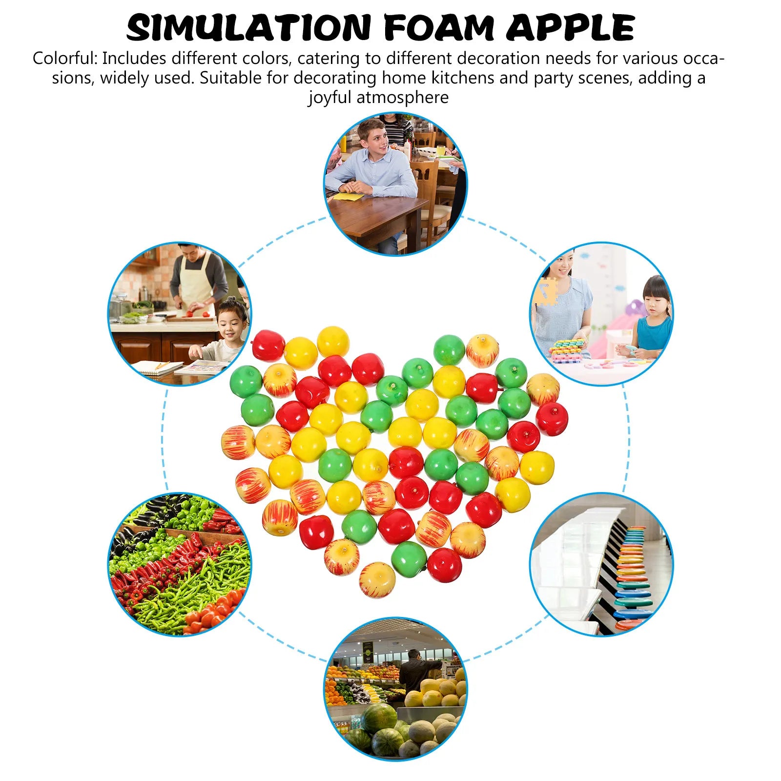 Realistic Foam Mini Apples Artificial Fruit Decor Home Kitchen Party
