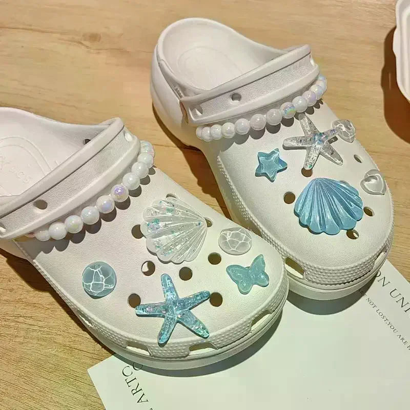 Girls DIY Clogs Sandals Decor Adorable Starfish Shell Resin Charms Zpaxo