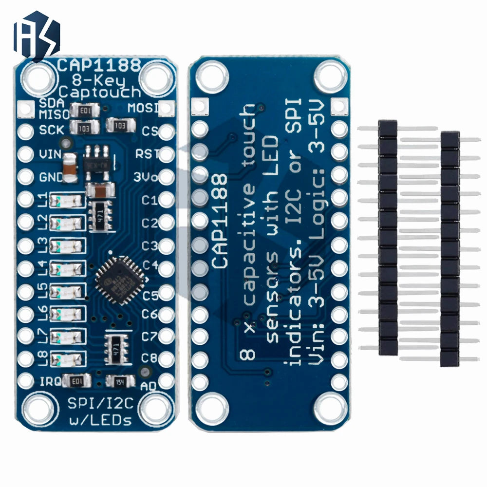3V-5V CAP1188 8-Key Capacitive Touch Sensor Module: SPI/I2C Interface, 8 Button/Key Ports with LED –for Arduino-Compatible Zpaxo
