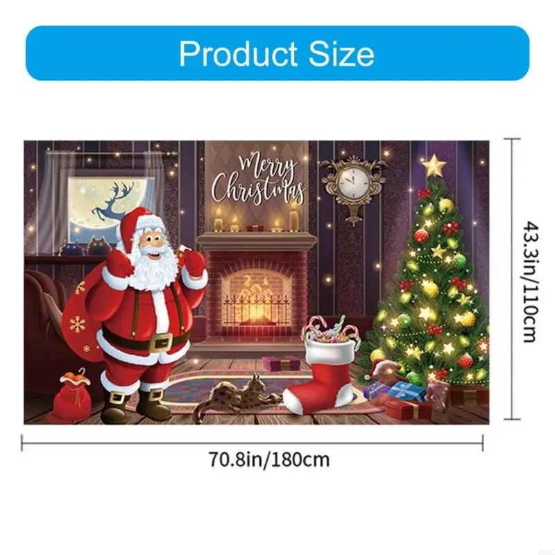 70 8x43 Christmas Scene Backdrop Polyester Cloth Indoor Holiday Party