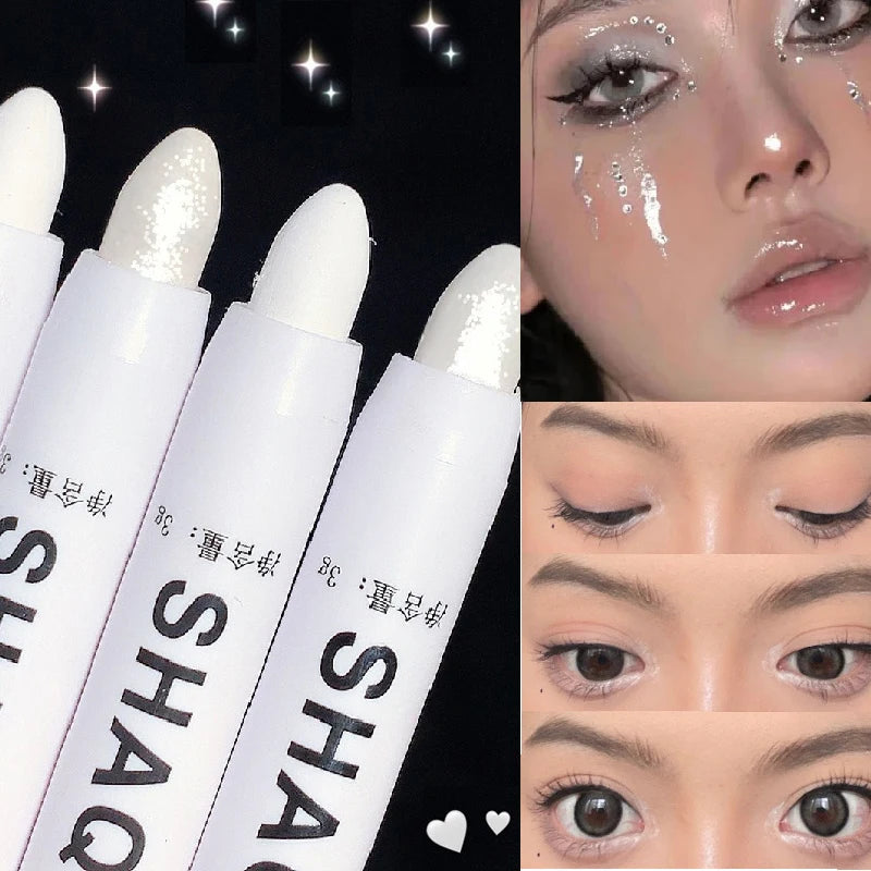 Pearlescent Matte White Eyeshadow Eyeliner Pencil Waterproof Glitter
