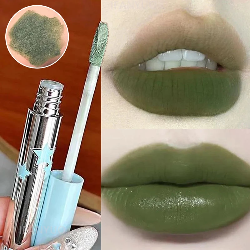 Punk Green Matte Lipstick Soft Mist Mousse Velvet Lip Glaze