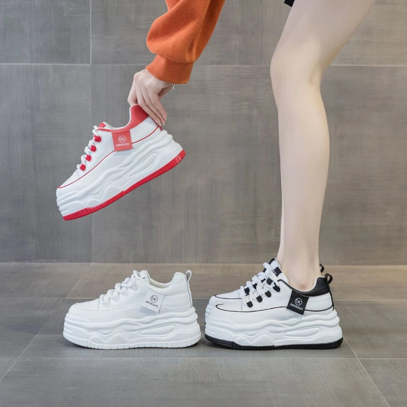 Womens Accent Platform Sneakers Hidden Heel Lift Casual Low Lace Up Zpaxo