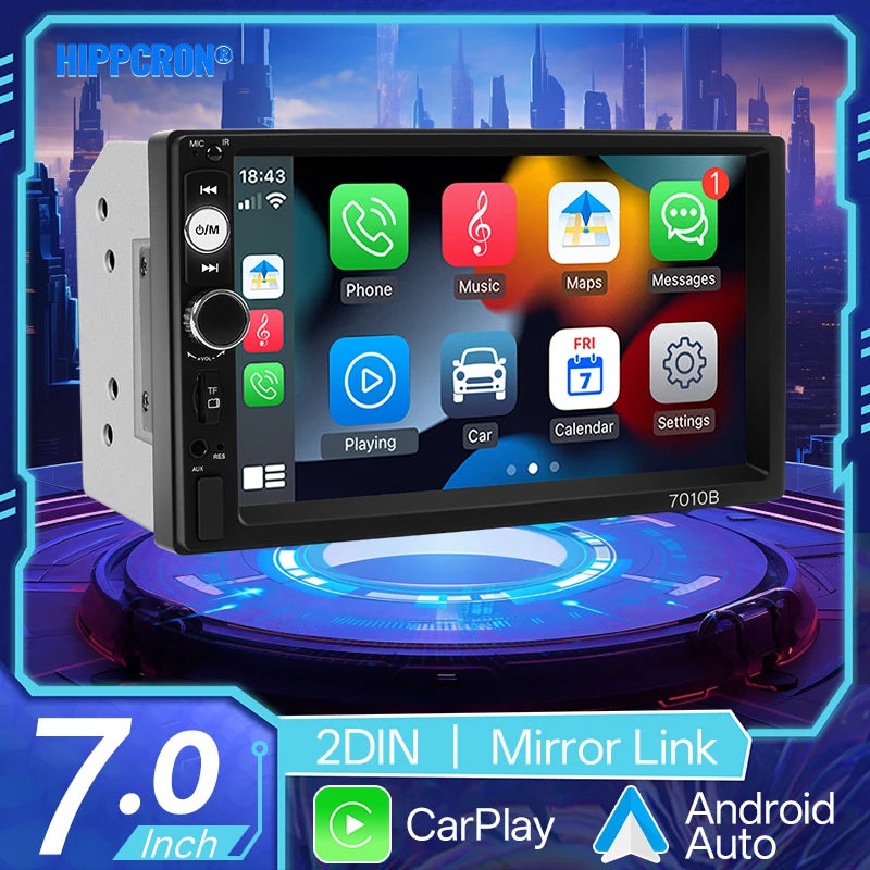 HIPPCRON 7 2 Din Car Radio Bluetooth Automotive Multimedia MP5 Player