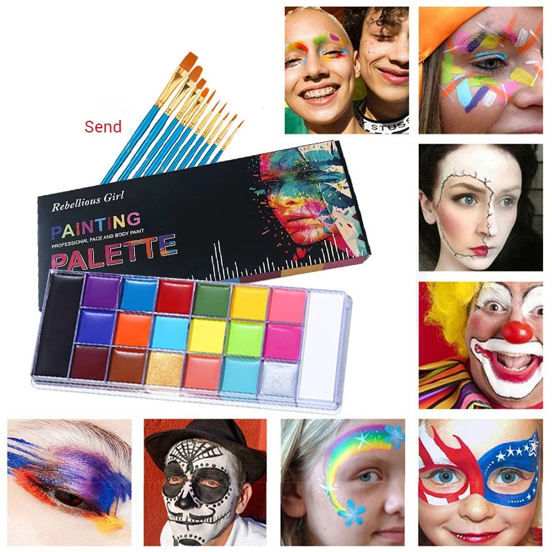 20 Face Body Paint Palette Long Lasting Safe Oil Painting Halloween Zpaxo