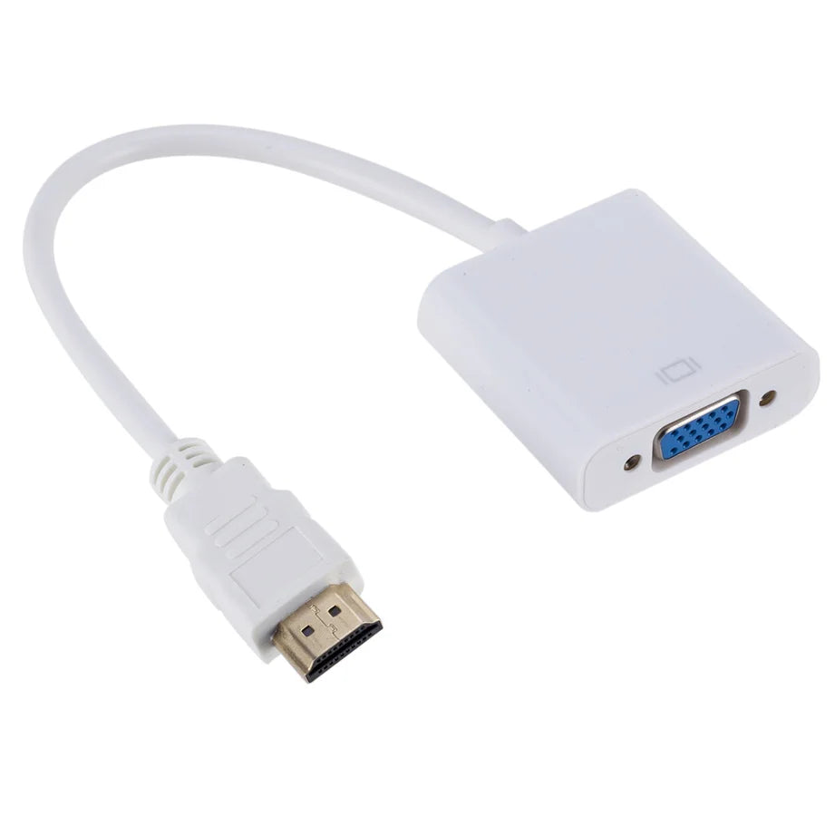 1080P HDMI-compatible To VGA Adapter HDTV Male To VGA Female VGA Adapter With Audio Power Supply For PS4 PC Laptop TV Projector Zpaxo White