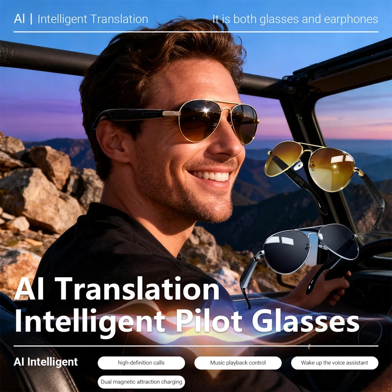 2026 New 800W Pixel Camera Smart Glasses Video Recording AI Photo Recognition Bluetooth Call Voice Translation Sunglasses Man Zpaxo