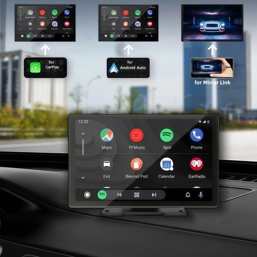 Hippcron 9-inch Car MP5 Multimedia Player HD Display Wireless Carplay