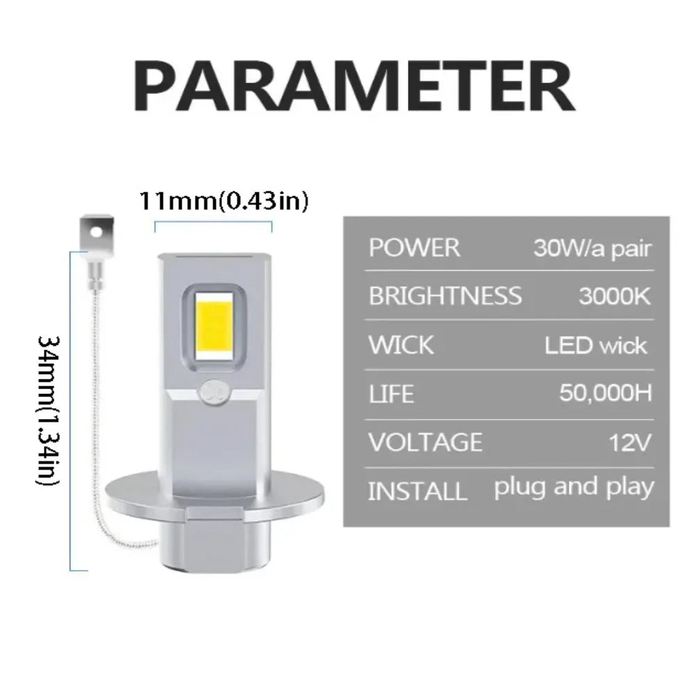 Aluminum Silver LED Headlight Super Bright Mini Size Fog Lamps White Diode Wireless CANBUS Automobile Headlamp Car Headlight Zpaxo H3