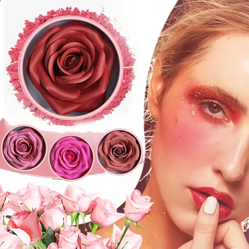 4 Color Rose Petal Blush Makeup Matte Natural Waterproof Highgloss Contour Set Flower Blusher Pigment Face Blush Makeup Cosmetic Zpaxo