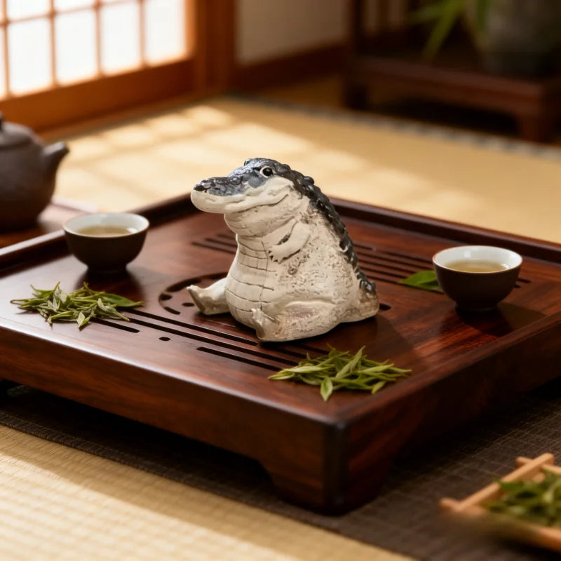 Crocodile Tea Pet Ornament – Lucky Resin Figurine & Gift Tea Pet Figurine Zpaxo