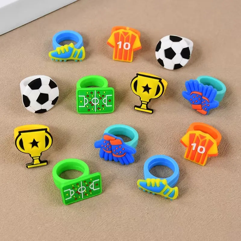 Kids Sport Soccer Silicone Finger Rings 6 Styles Football Trophy