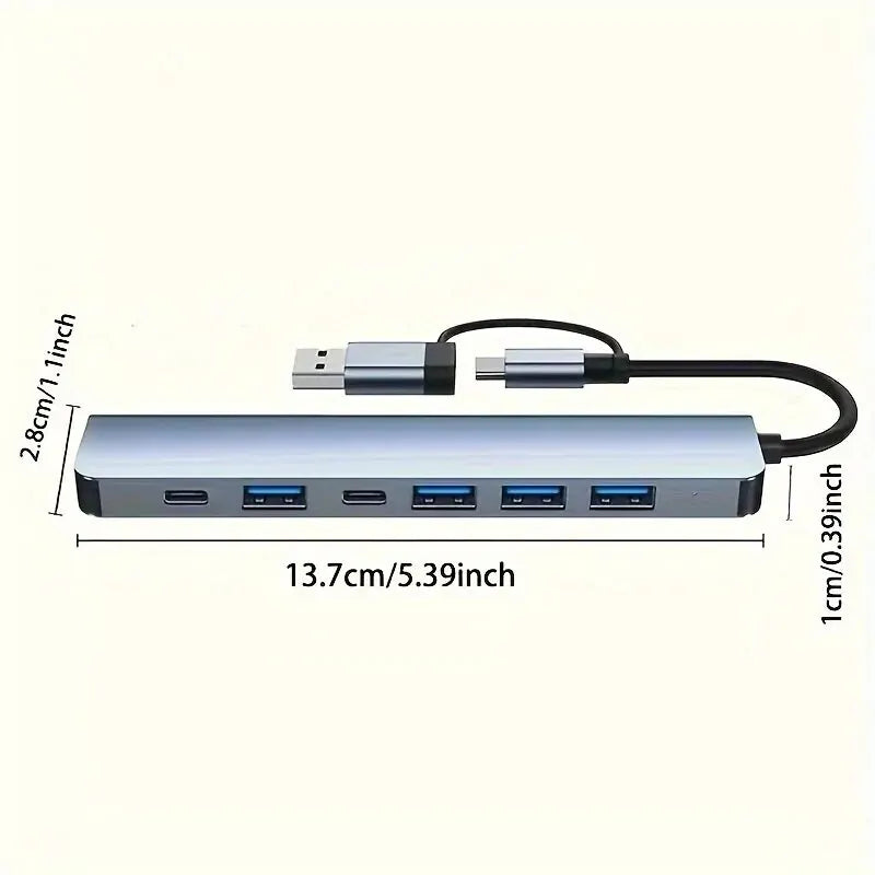 7-in-1 USB 3 0 HUB C TYPE-C 5 PD Adapter 5Gbps Fast Speed