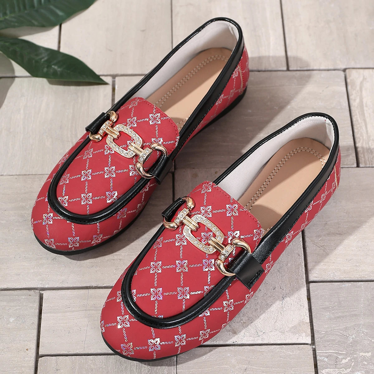 Women Loafers Comfortable Low Heel Summer Shoes Print Casual Slip-on Zpaxo
