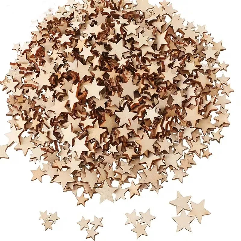 Wooden Star Slices 100/200/300Pcs – Blank DIY Craft Pieces Wood Craft Pieces Zpaxo