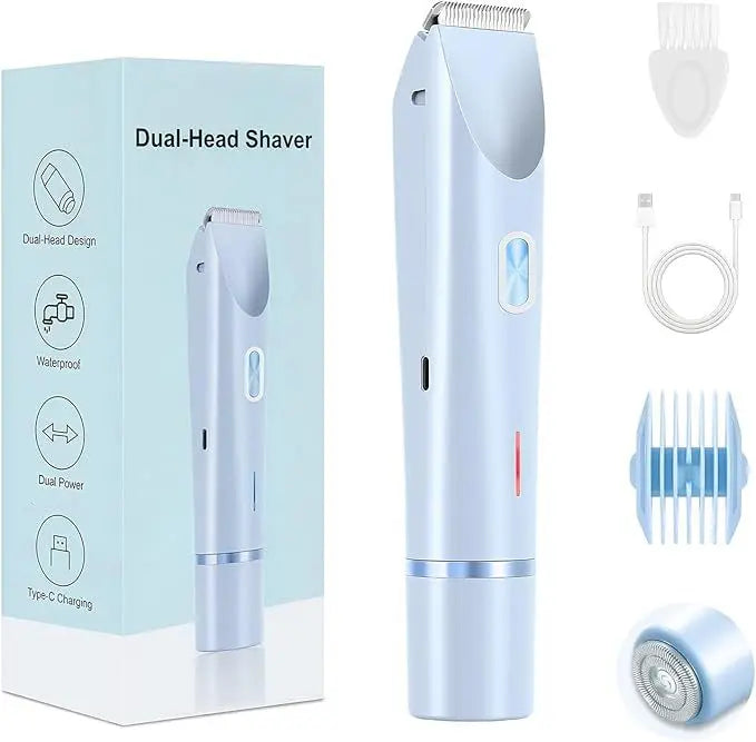 Electric Shaver Woman Double Head Dual Purpose Female Razor Body Zpaxo blue