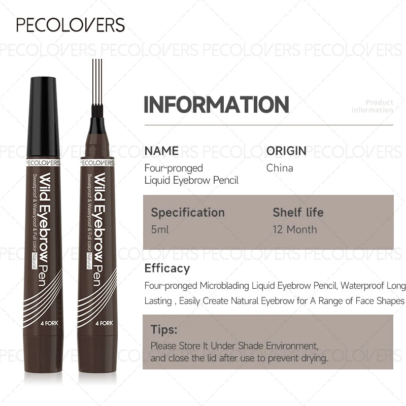 1PC Four-Tip Smooth and Long Lasting Eyebrow Pencil,Ultra-fine Tip, Quick Application, High Color Developments Zpaxo