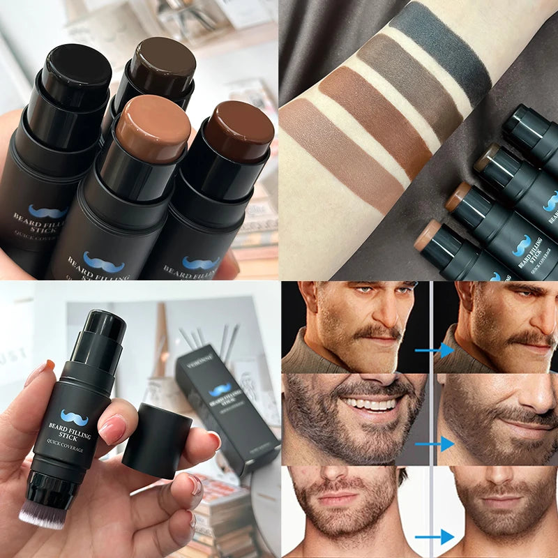 Beard Pencil Filler Stick And Brush for Men,Beard Pen,hair root touch up stick Long Lasting Coverage Moustache & Hair Makeup Zpaxo