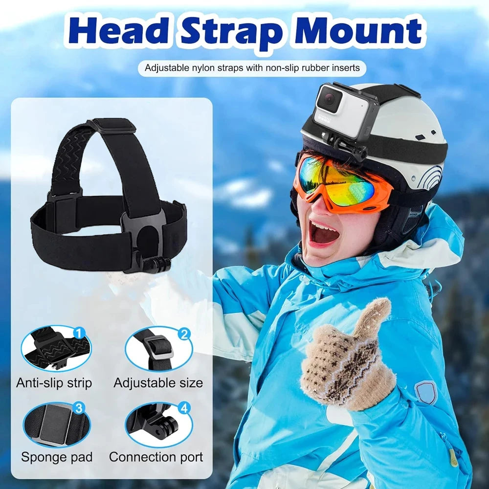 All-In-One 6pcs Action Camera Kit Head Strap Chest Straps Mount Adjustable Rotatable Phone Holder For GoPro Phone Osmo Insta 360 Zpaxo