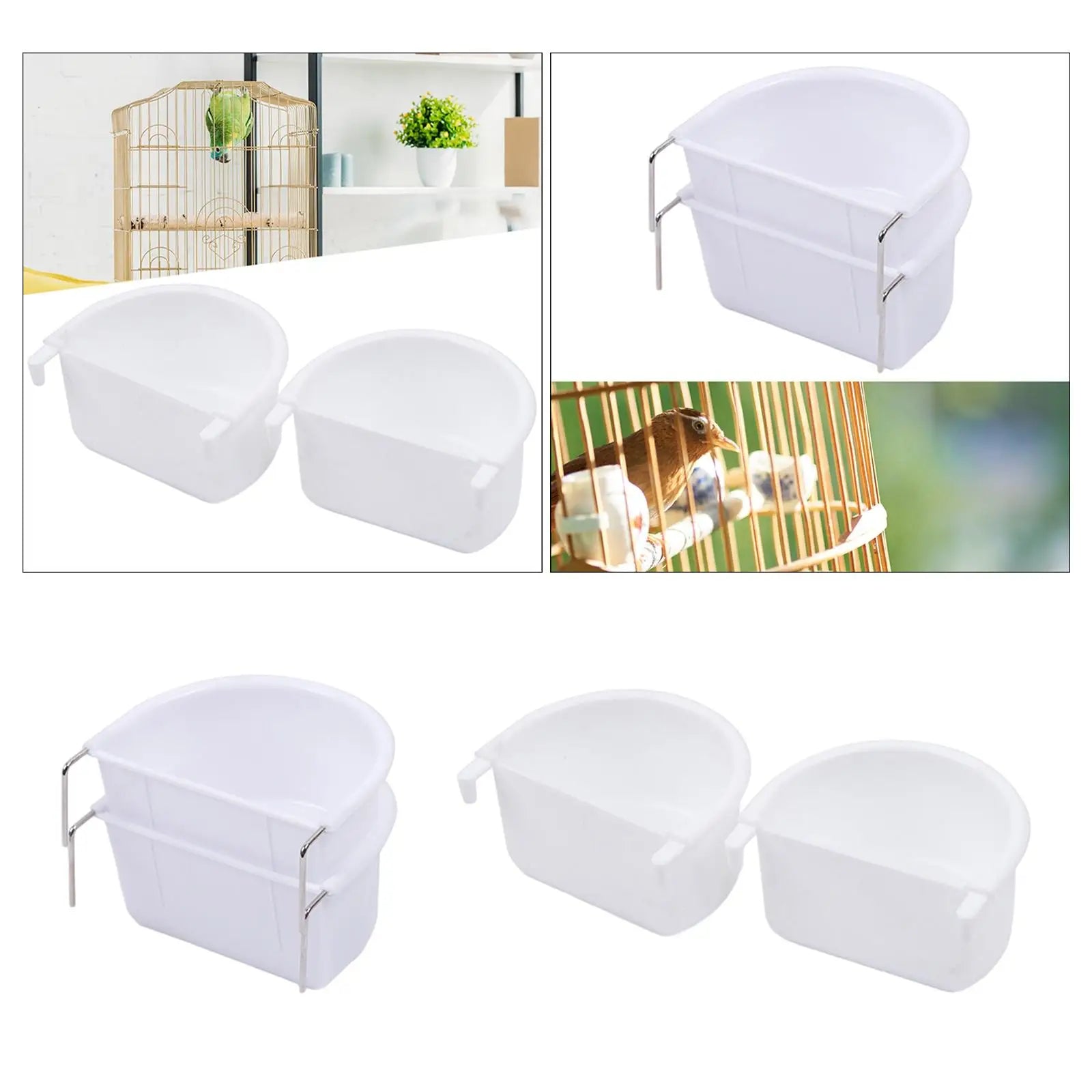 2 Pieces Bird Food Feeding Dish Easy to Install Bird Cage Feeder Bowl for Small Animals Budgie Parrot Parakeets Lovebirds Zpaxo