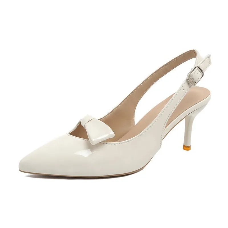 Design Backless Bow Women Heels Sexy Pointed Thin Heel Stripper 35-43