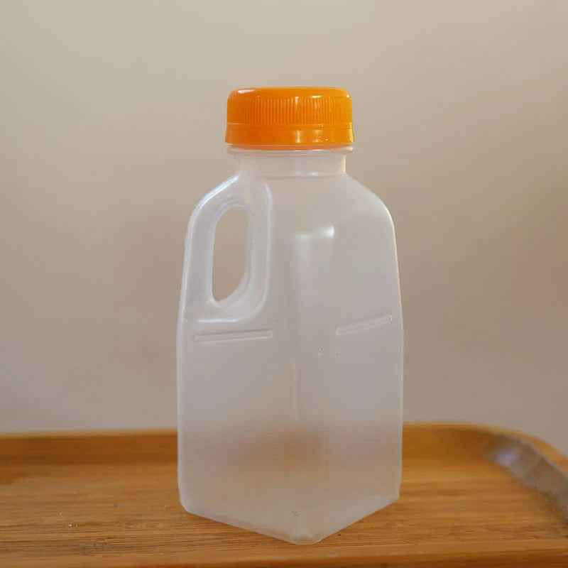Plastic Juice Bottle PET Milk Beverage Lid Camping Hiking Drinkware Zpaxo Orange
