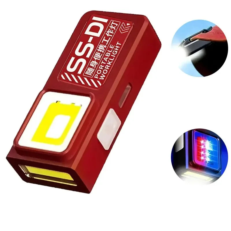 Mini Portable COB LED Flashlight Rechargeable Powerful Work Light Zpaxo Red 1PC