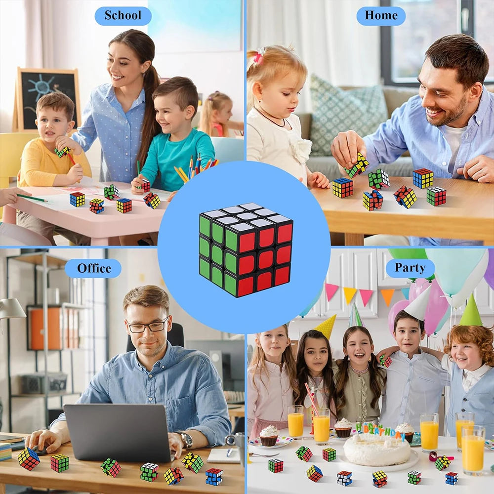 6/12/24Pcs Mini Magic Cube Puzzle 3x3x3 Puzzle Game Toys for Kids Gift Birthday Party Favors Zpaxo