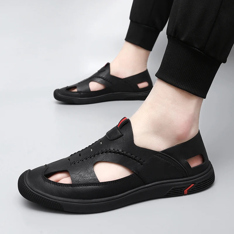Summer Men Sandals Leather Mens Casual Shoes Outdoor Beach Roman Zpaxo