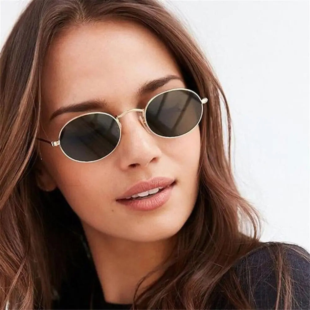 Vintage Fashion UV400 Small Frame Steampunk Men's Shades Sun Glasses Gradient Mirror Glasses Oval Sunglasses Zpaxo