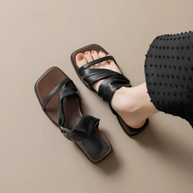 Beach Square Open Toe Comfortable Fashionable Casual Vintage Soft Zpaxo
