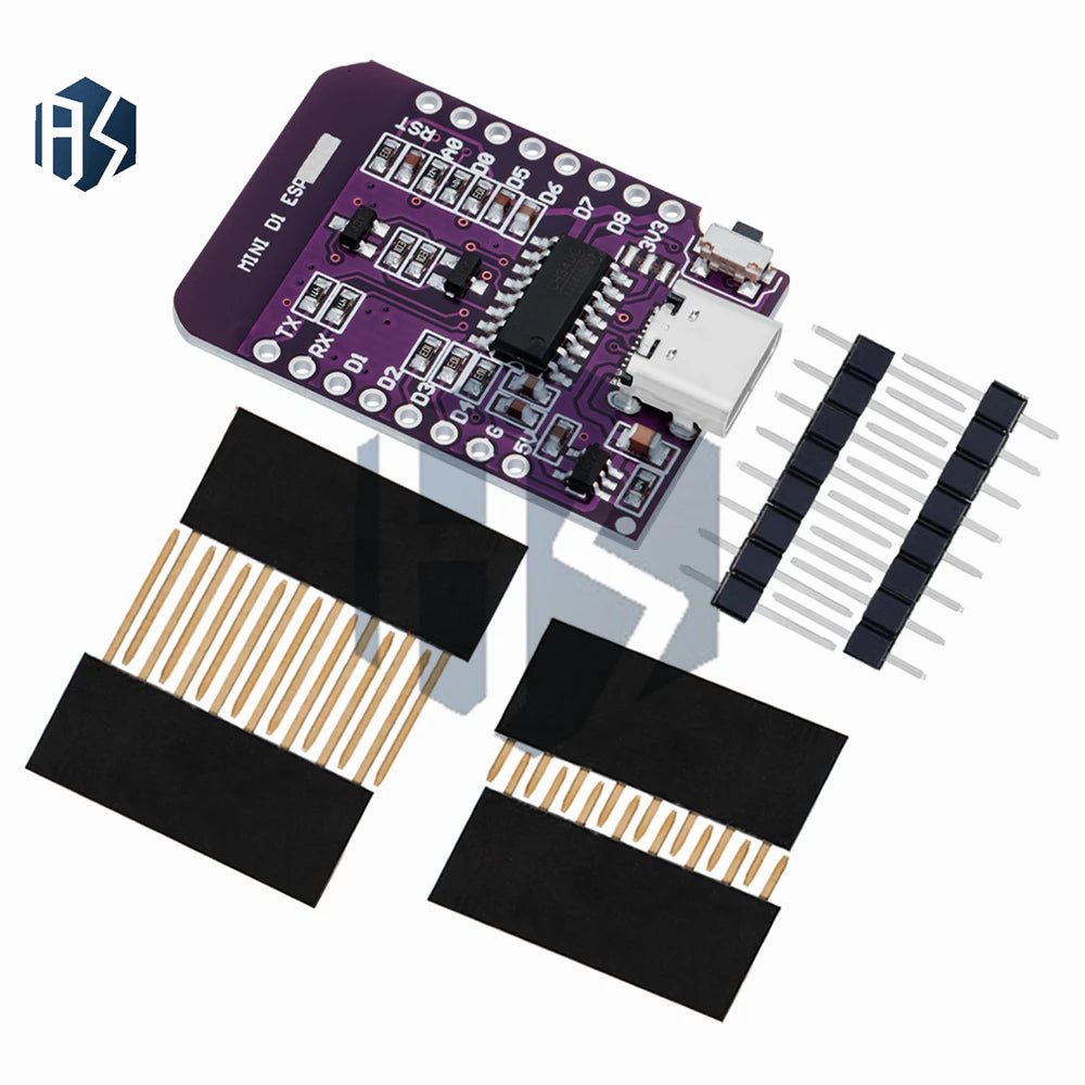ESP8266 D1 Mini Type-C Development Board - ESP-07/07S CH340G USB, NodeMCU Lua IoT, 3.3V with Pins for WiFi Projects Zpaxo