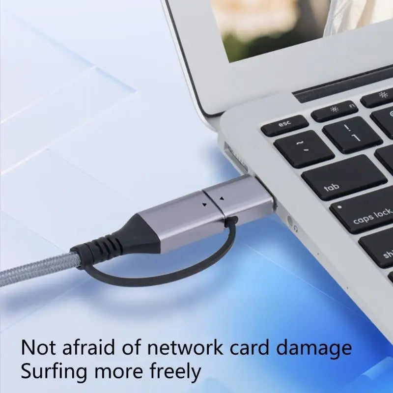 652F USB C RJ45 Converters With Heat Dissipation Design Braideds Cable For Wireds Networking Zpaxo