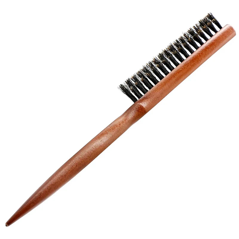Hairbrush with natural boar bristles and wooden handle, anti-static, massages the scalp for professional styling. Zpaxo