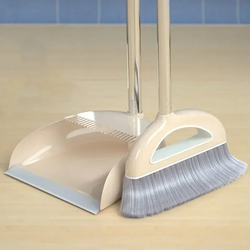 Magic Broom Plastic Dustpan Cleaning Tools Sweeper Wiper Floors Home Zpaxo Beige 2PCs