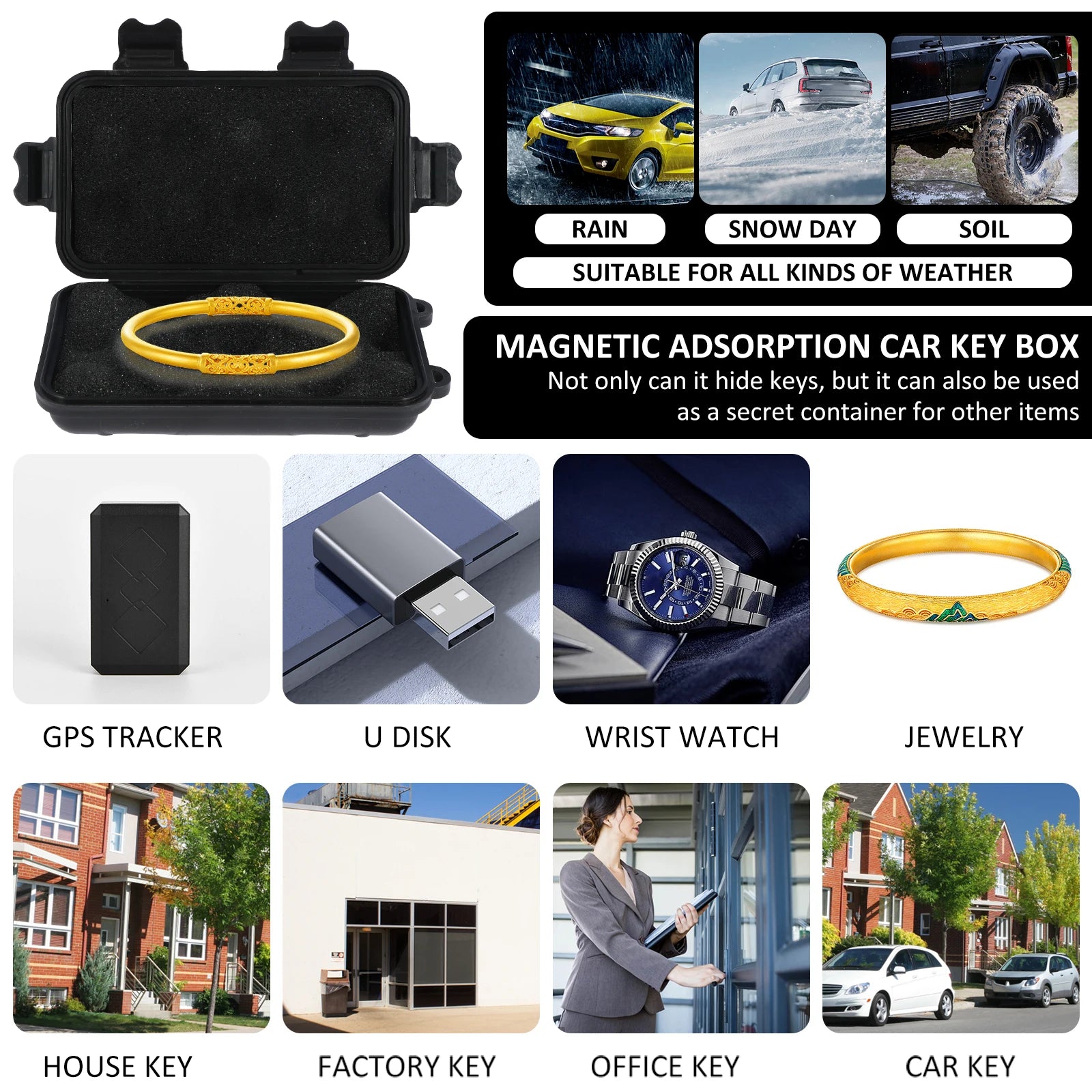 Stash Car Key Box Creative Magnetic Key Cases Portable Hide Key Holder Safe Emergency Anti-Rust Key Holder For Home Secret Box Zpaxo
