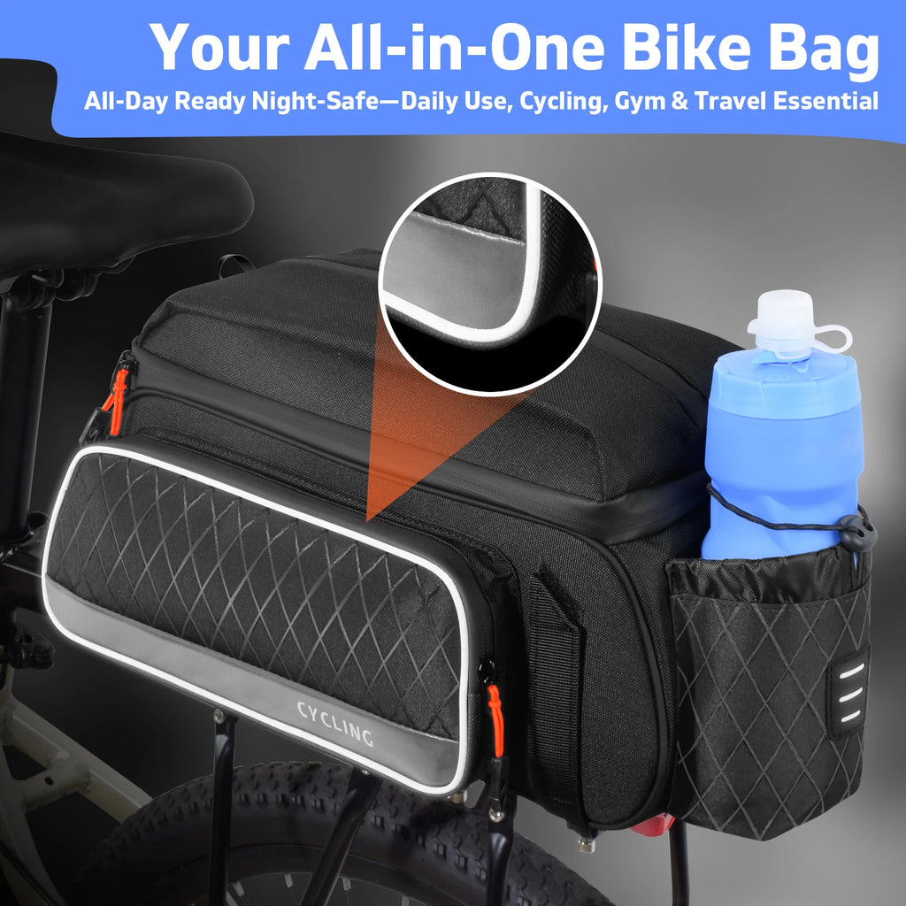 Cycling Rear Seat Bag Multifunction Large Capacity Multi-Compartment Tail Bag Reflective Mountain Commuter Long-Distance MTB Zpaxo