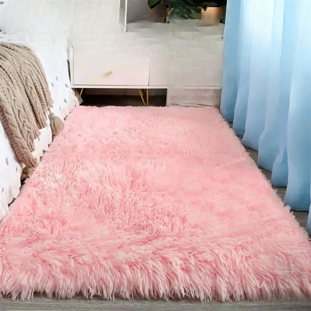 VIKAMA Silk wool Solid Colour Living Room Bedroom Bedside Sofa Soft Mat Home Light Luxury Non-slip Dirty Resistant Washable Rug Zpaxo