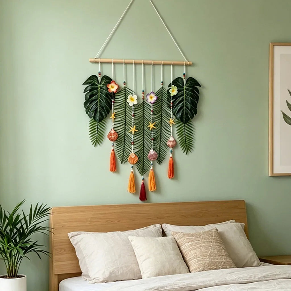 Boho Leaf Wall Tapestry – Hand Woven Forest Style Decor Wall Tapestry Zpaxo