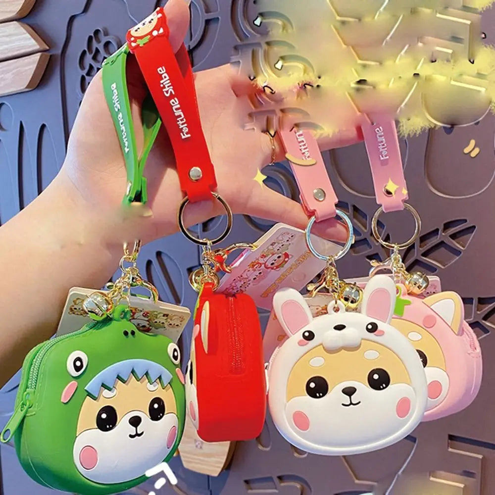 Chain Mini Wallet Bag Charm Headphone Bag Coin Purse Keychain Zipper Change Purse Shiba Inu Dog Keychain Purse With Keychain Zpaxo