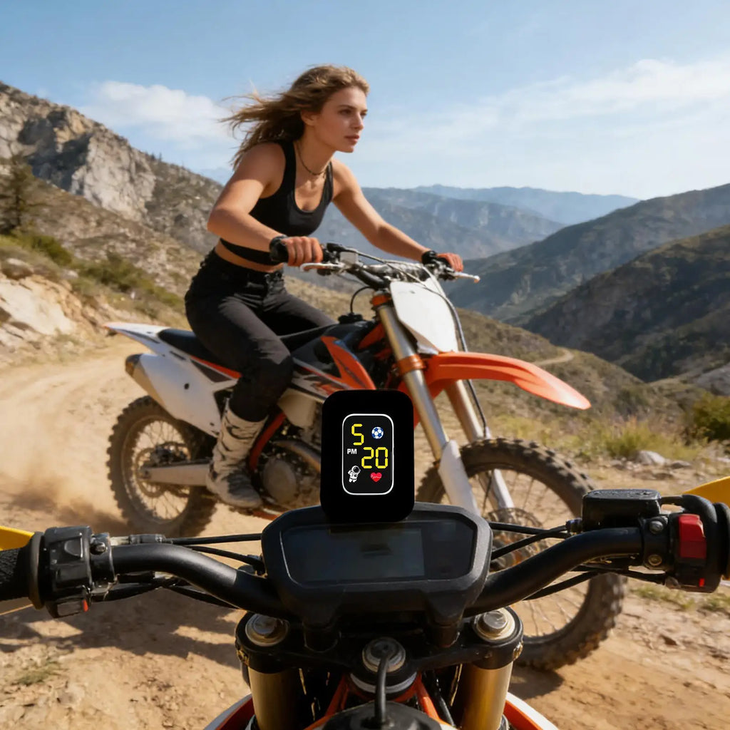 Waterproof Mini Motorcycle Clock Dashboard Mount LED Light Compact