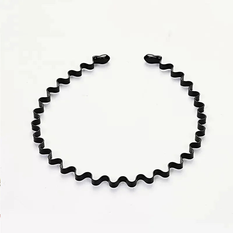 Unisex Black Elastic Non Slip Simple Metal Headbands Men Women Wavy Zpaxo 1