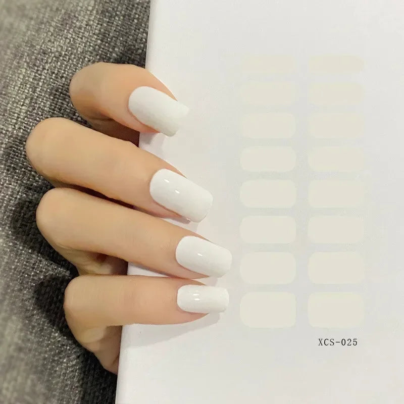 53 Colors Nail Polish Stickers Pure Strips Waterproof Adhesive Full