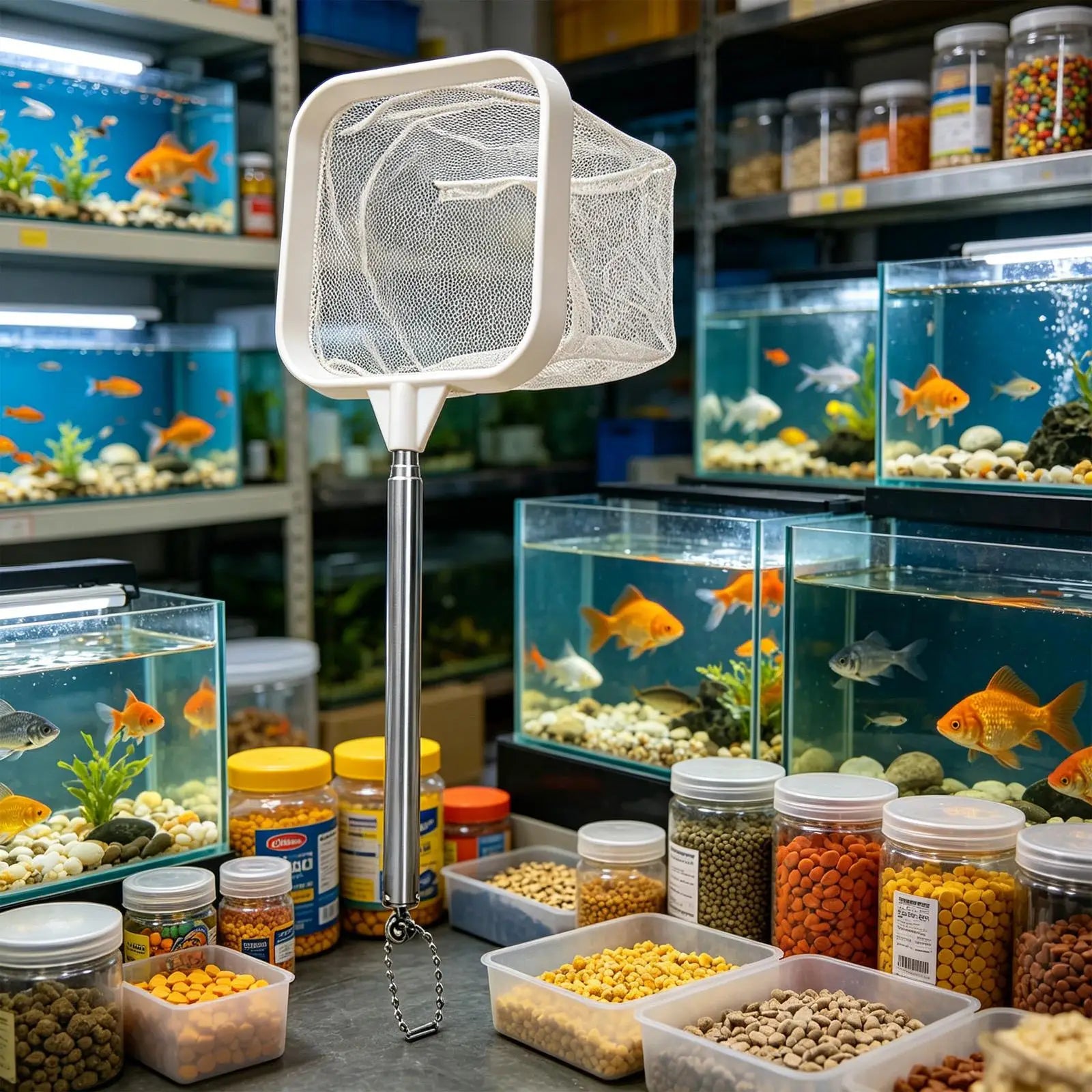 Extendable Long Handle Fine Mesh Net Aquarium Fish Skimmer Pond Pool