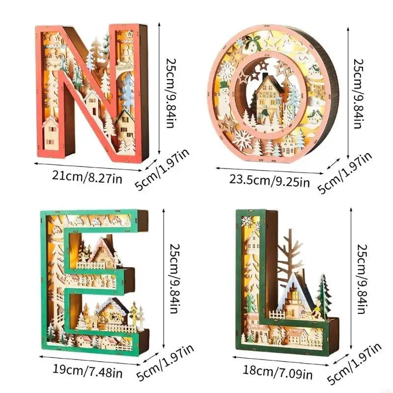 Handmade Wooden Letter Nightlight Decoration Hollowed Table LED Light