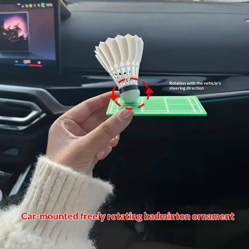 Rotating Badminton Shuttlecock Car Dashboard Ornament Decor